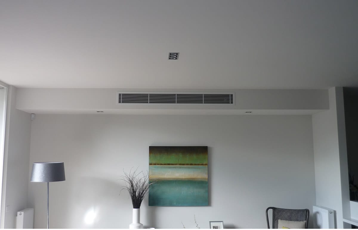 Bedroom with a gas ducted heating floor register