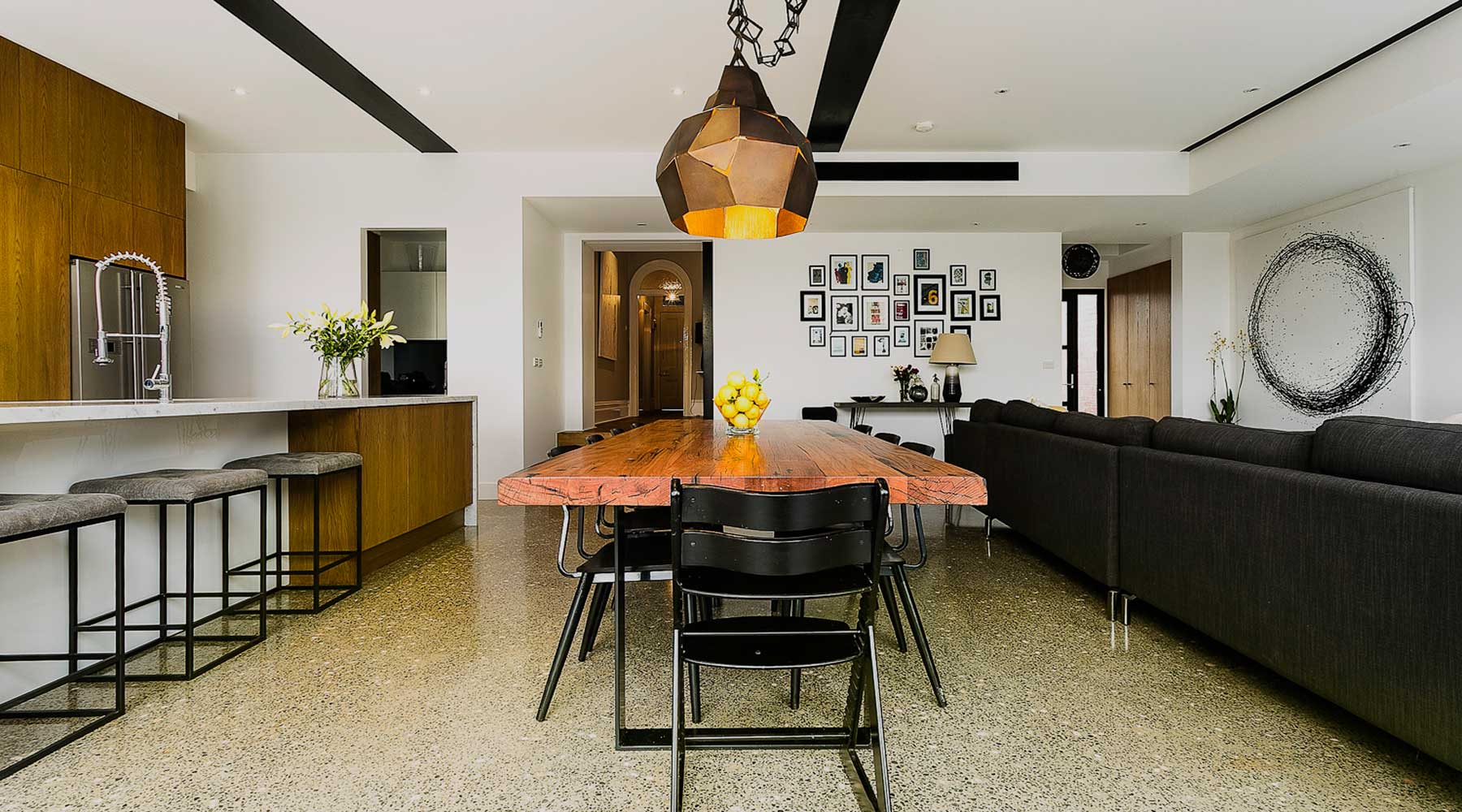 Dining Room in Mitchell Street, Northcote with Mini ducted bulkhead reverse cycle air conditioning, Linear bar grill