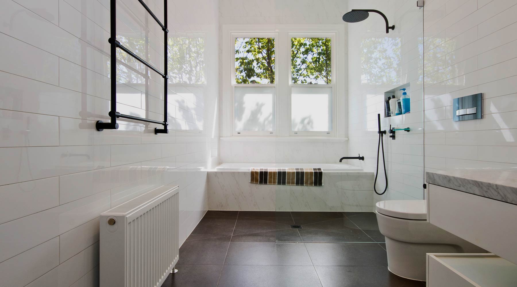 Bathroom in Balmoral Cres, Surrey Hills with Hydronic heating, Ribbed radiant panels
