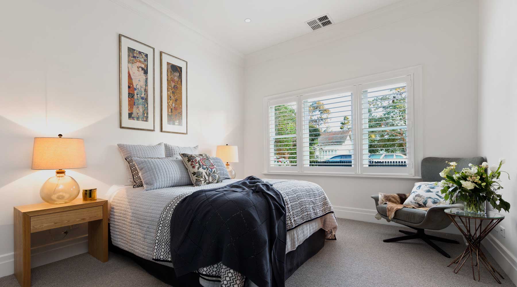 Bedroom in Bastings Street, Northcote with VRV ducted air conditioning, Multi directional ceiling vents