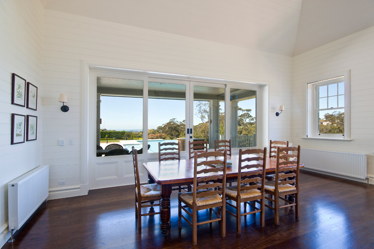 Dining room with a hydronic radiator under the window